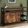Buffet bas industriel 2 portes effet bois vieilli 100 cm