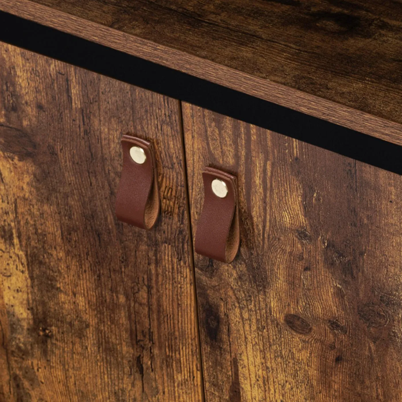 Buffet bas industriel 2 portes effet bois vieilli 100 cm