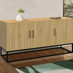 Buffet bas industriel bois et noir