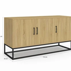 Buffet bas industriel bois et noir