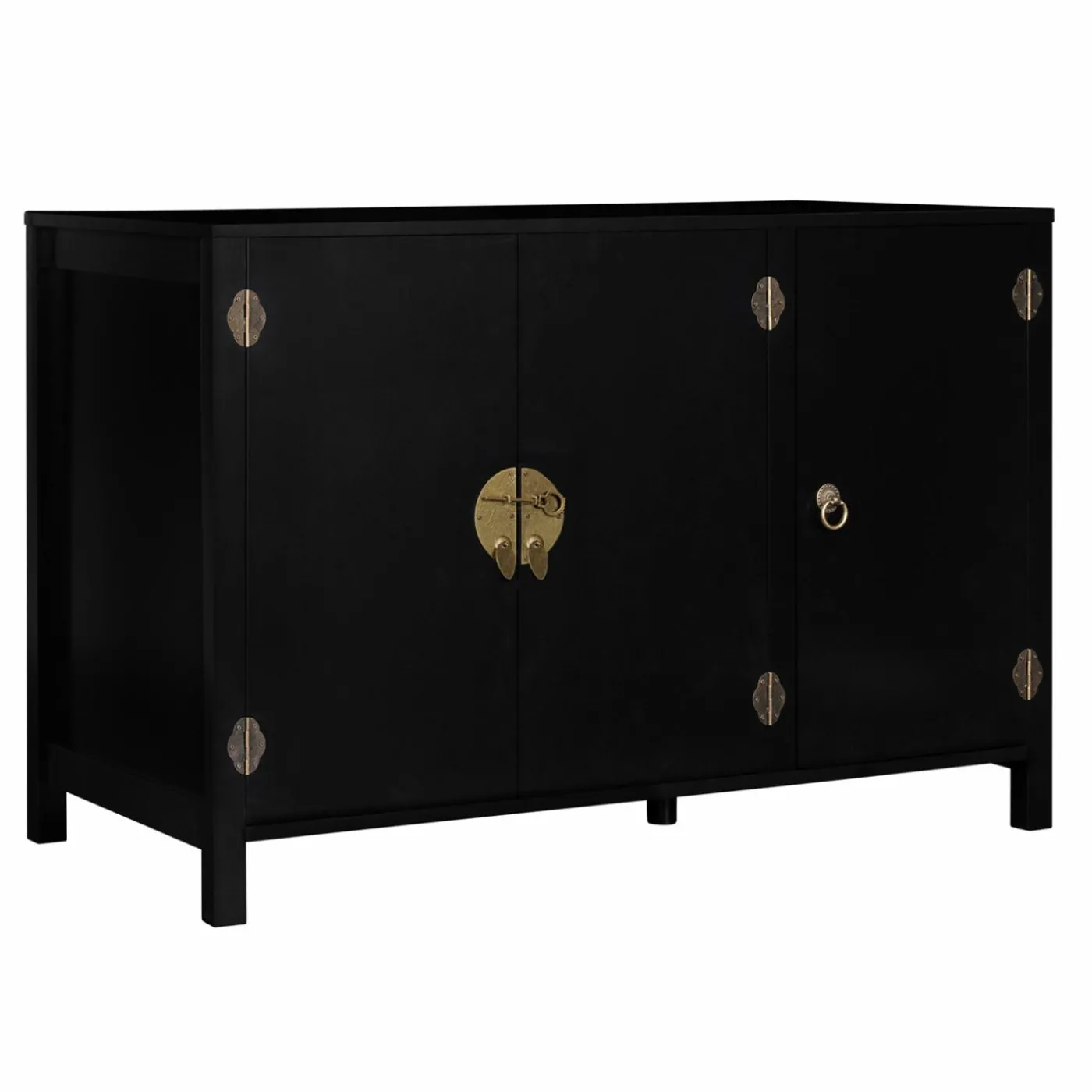 Buffet bas noir style asiatique 3 portes
