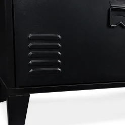 Buffet bas style industriel 4 portes métal noir et plateau bois 140 cm
