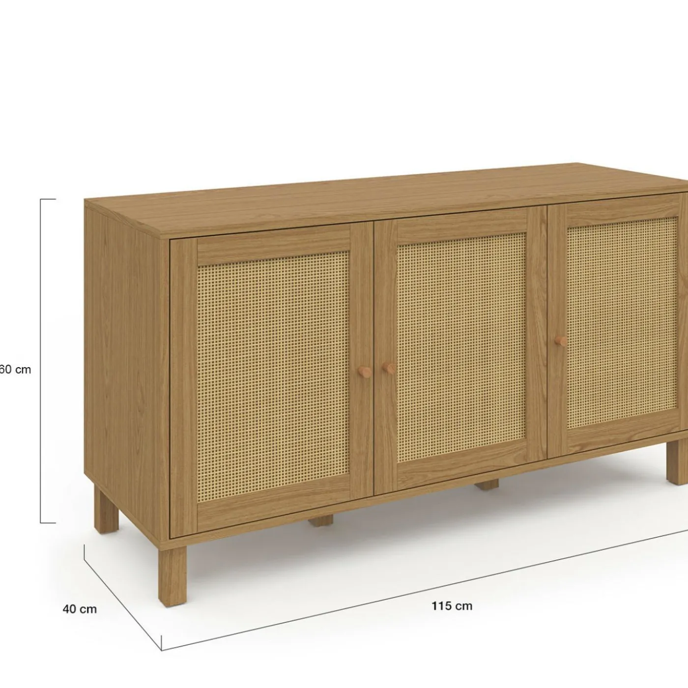 Buffet bas vintage effet cannage