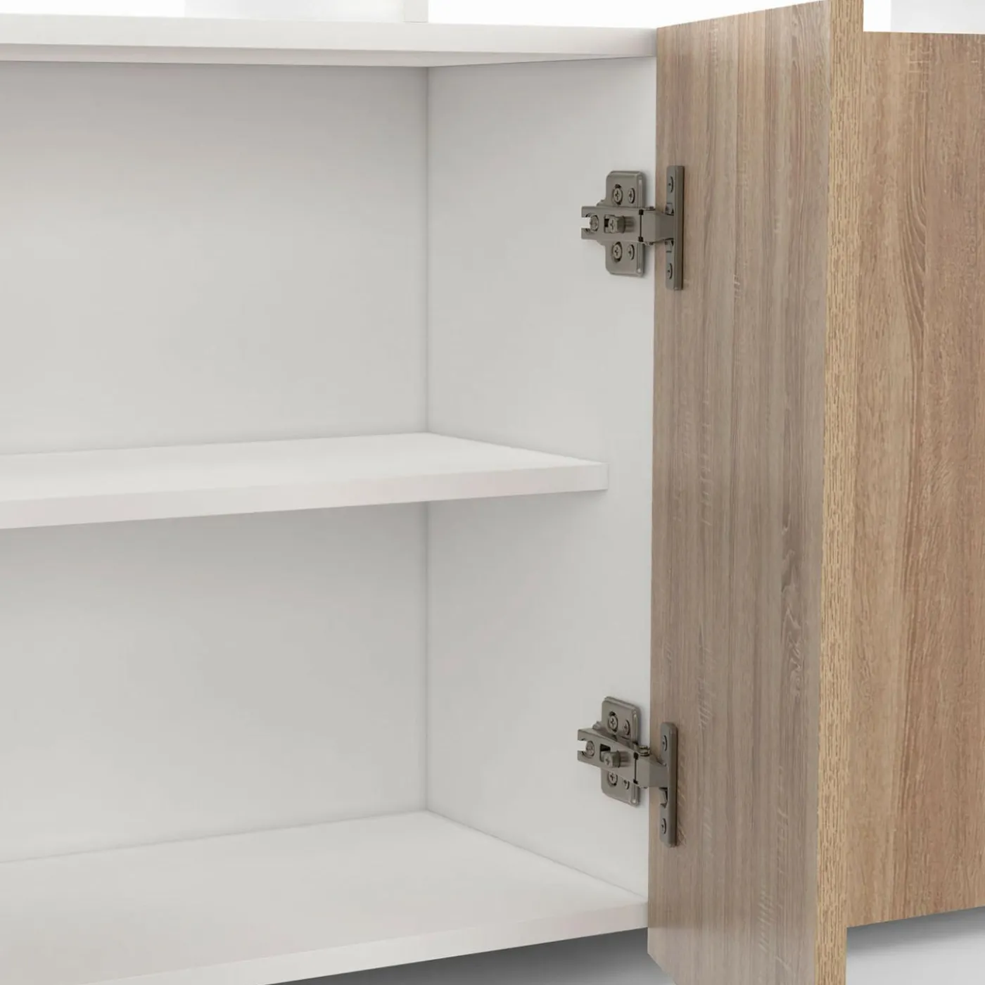 Buffet blanc et bois 3 portes avec LED