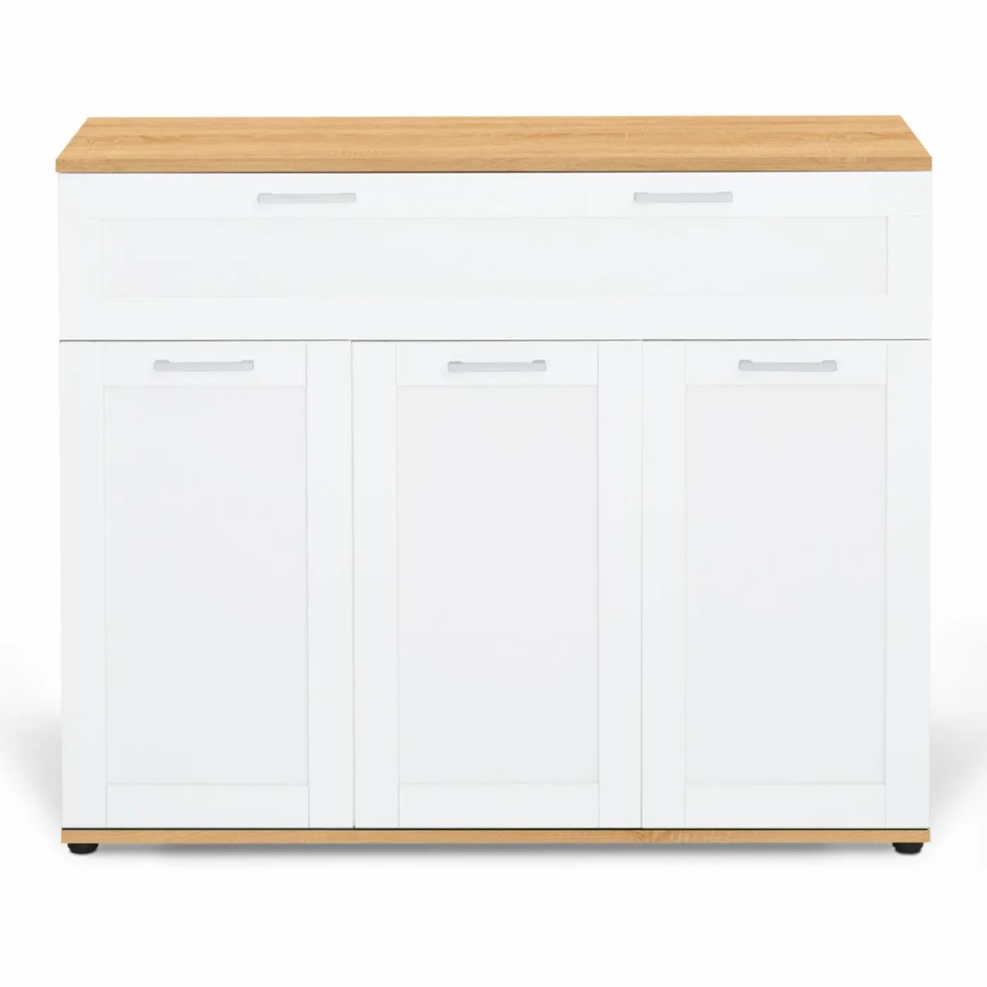 Buffet blanc et bois 3 portes et 1 tiroir