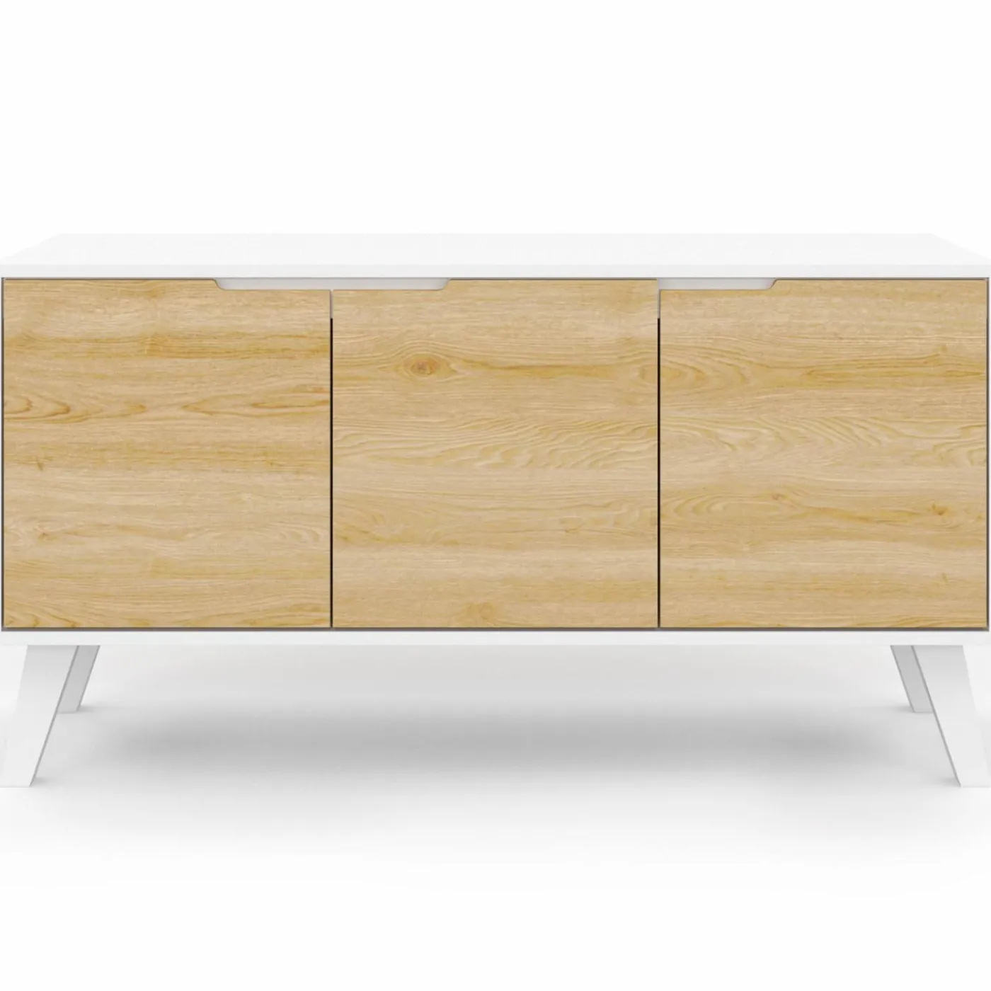 Buffet blanc et bois scandinave 3 portes 113 cm