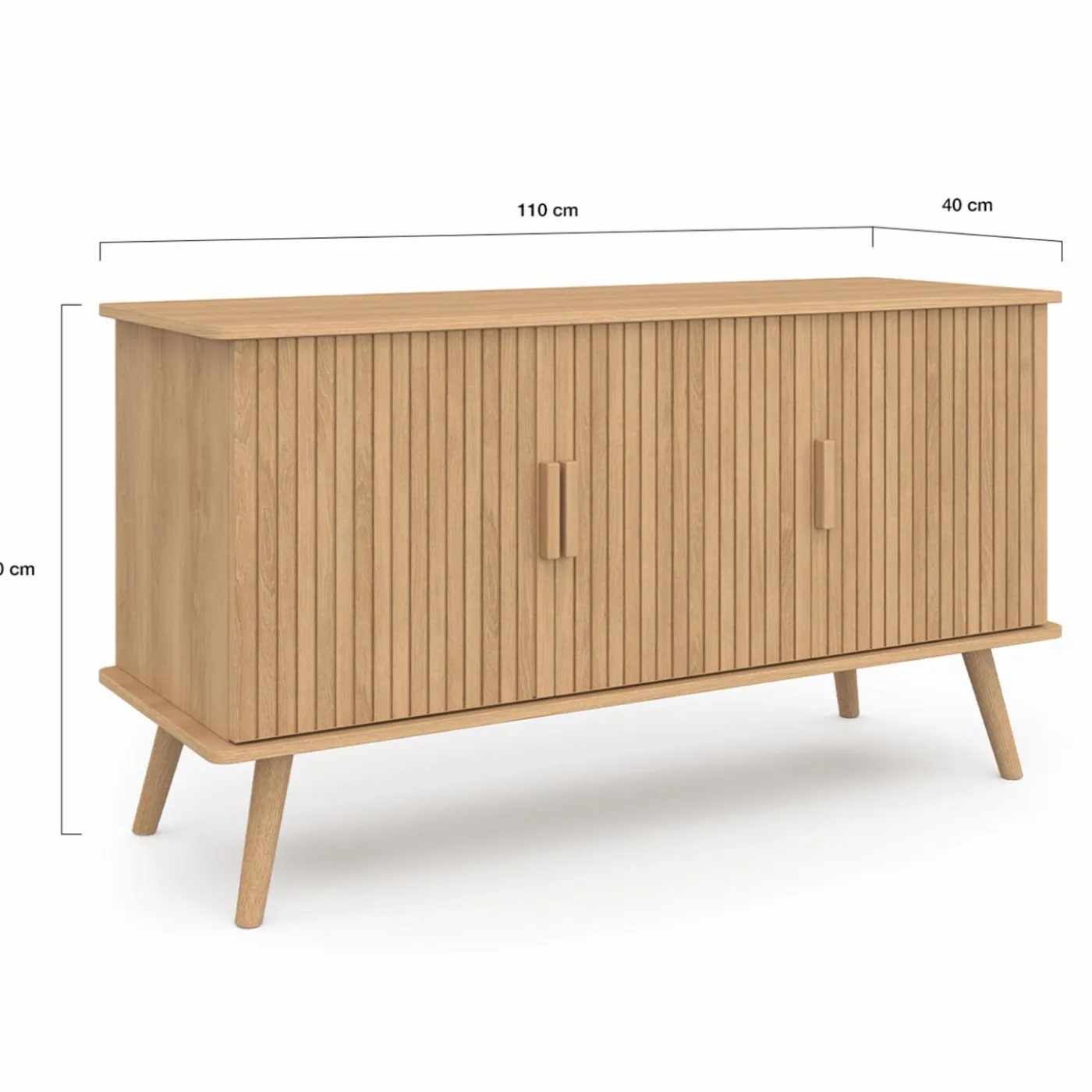Buffet bois 3 portes 110 cm effet lattes