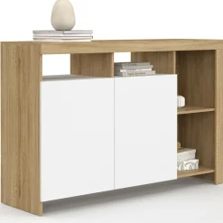 Buffet bois avec portes blanches