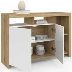 Buffet bois avec portes blanches