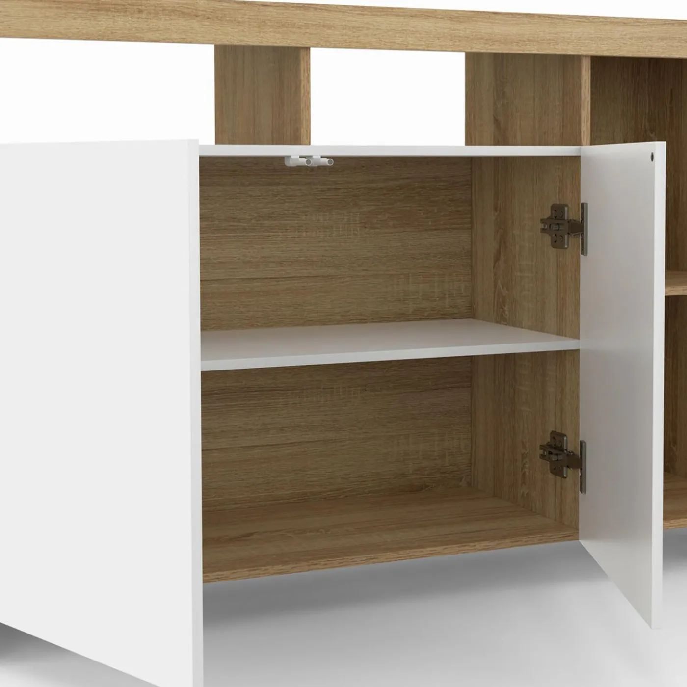 Buffet bois avec portes blanches