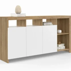 Buffet bois et blanc 140 cm