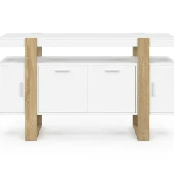 Buffet bois et blanc 140 cm avec 4 portes