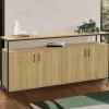Buffet bois et noir style industriel 160 cm 4 portes