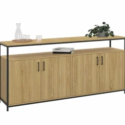 Buffet bois et noir style industriel 160 cm 4 portes