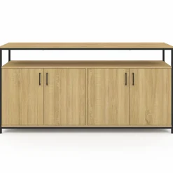 Buffet bois et noir style industriel 160 cm 4 portes