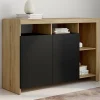 Buffet bois façon hêtre avec portes noires