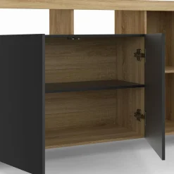 Buffet bois façon hêtre avec portes noires