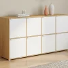 Buffet casier 8 portes 139 cm blanc et bois