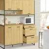 Buffet casserolier de cuisine 140 cm 5 portes + 3 tiroirs design industriel