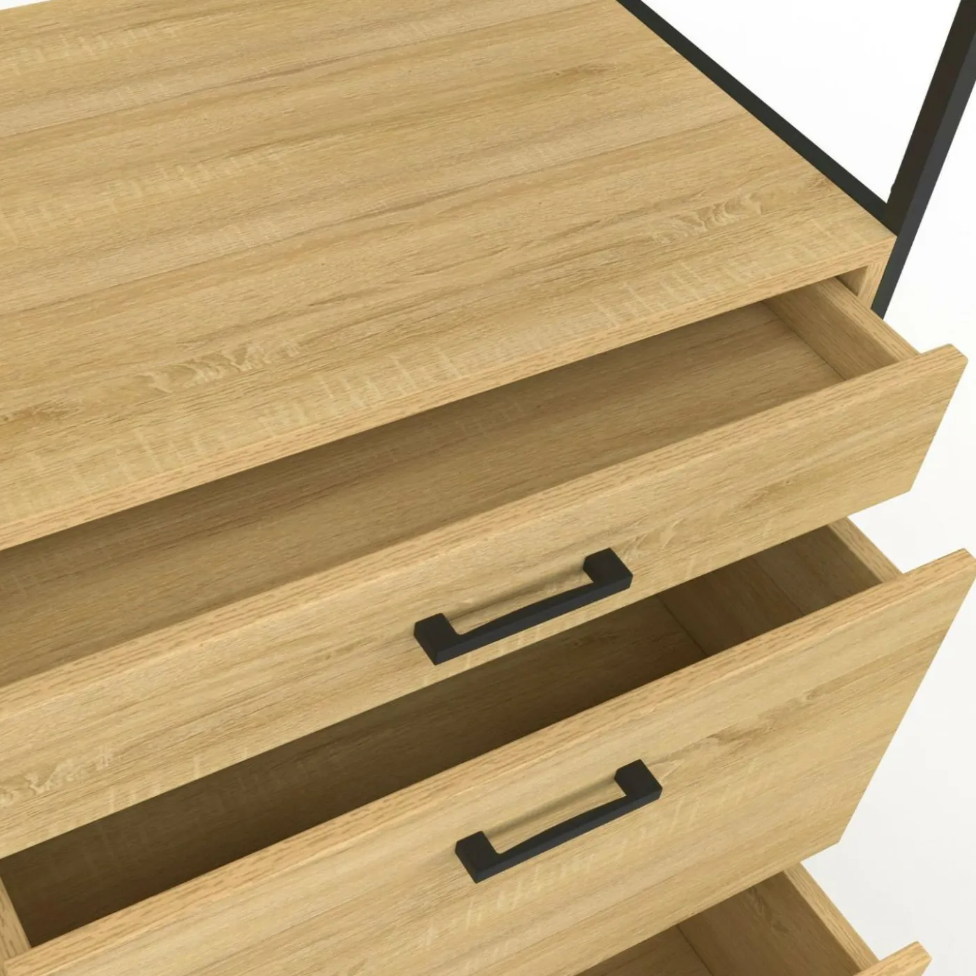 Buffet casserolier de cuisine 140 cm 5 portes + 3 tiroirs design industriel