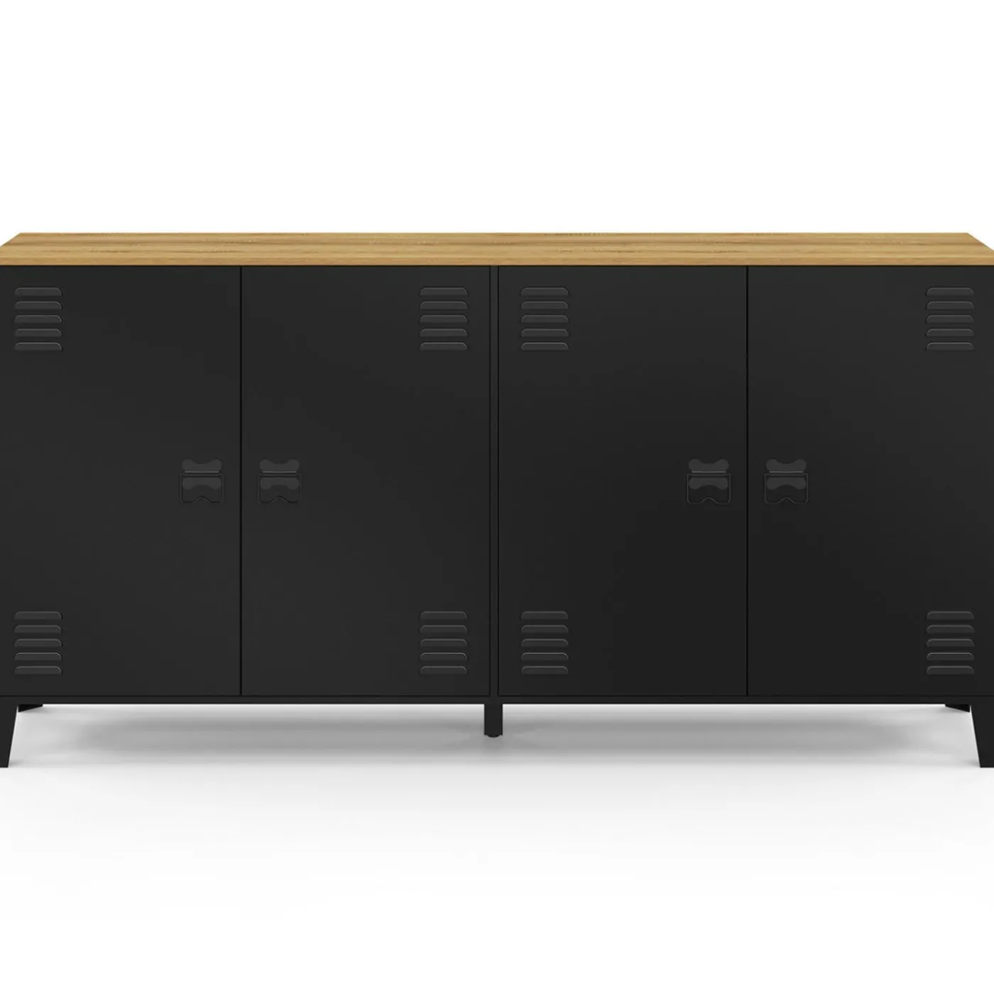 Buffet 160cm ESTER 4 portes en métal noir plateau bois design industriel