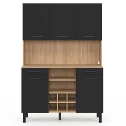 Buffet cuisine 120 cm 5 portes range-bouteilles