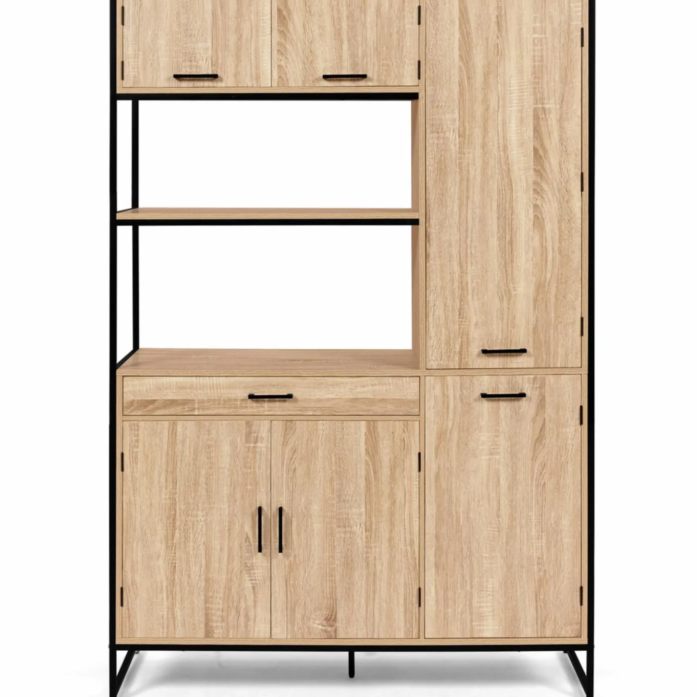 Buffet cuisine bois clair style industriel 120 cm