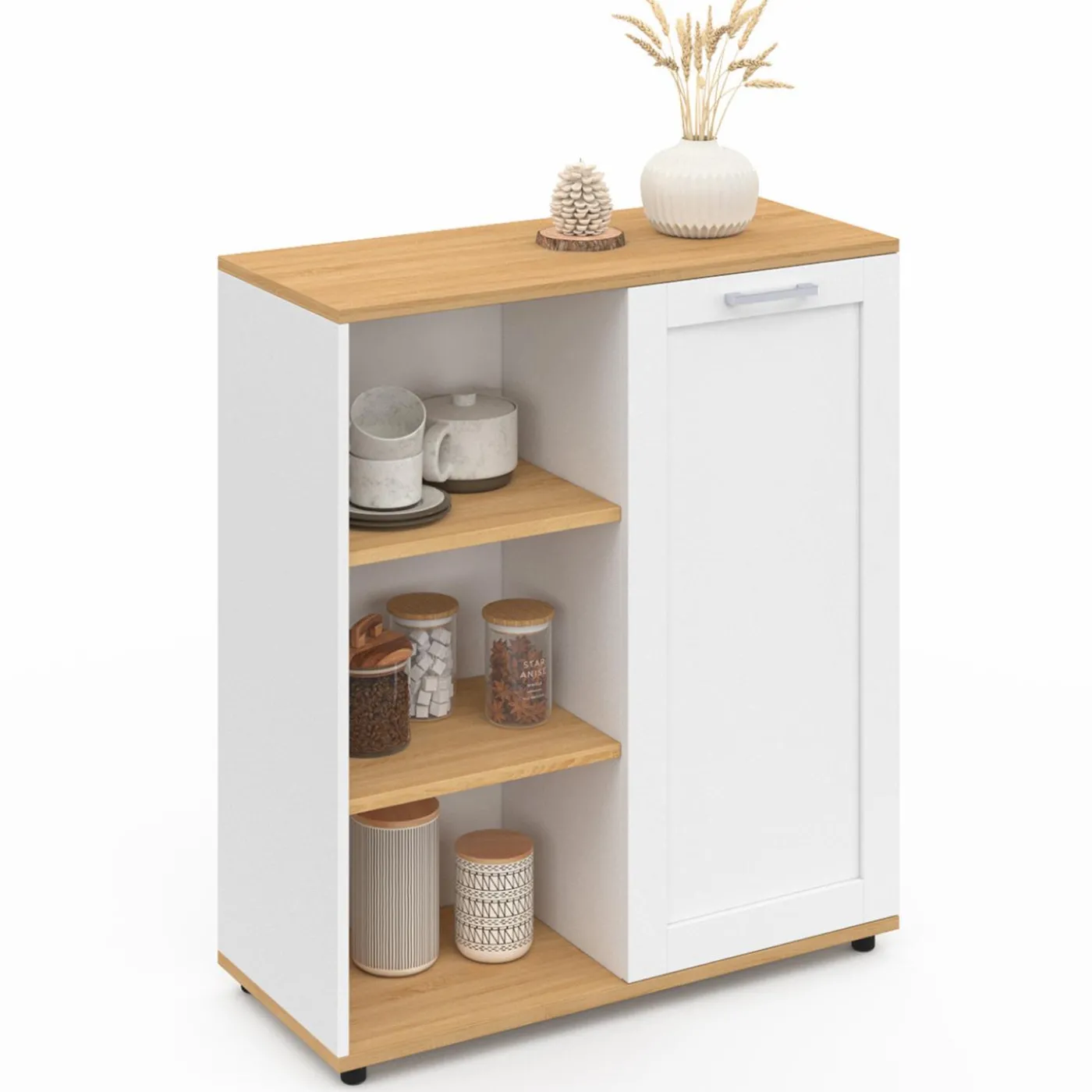 Buffet d'appoint blanc et bois