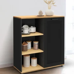 Buffet d'appoint noir et bois