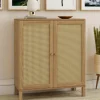 Buffet d'appoint vintage 70 cm 2 portes effet cannage