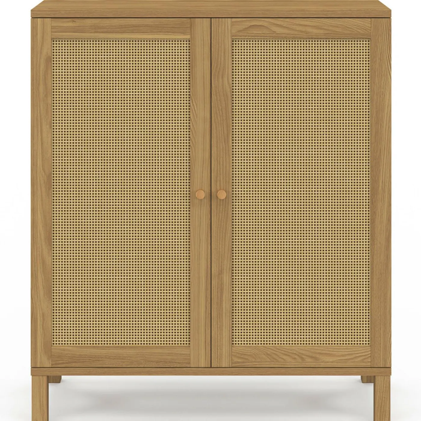 Buffet d'appoint vintage 70 cm 2 portes effet cannage