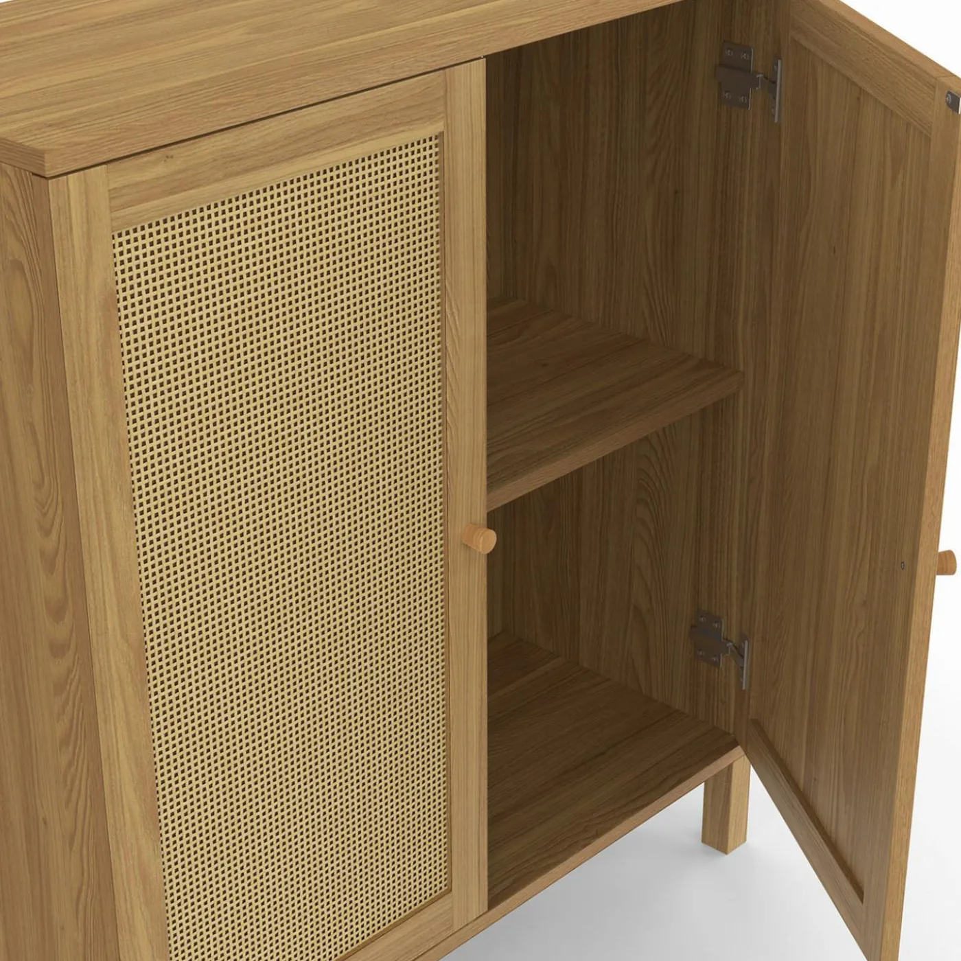 Buffet d'appoint vintage 70 cm 2 portes effet cannage