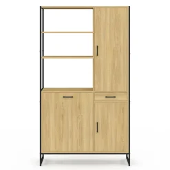 Buffet de cuisine avec colonne de rangement 3 portes design industriel