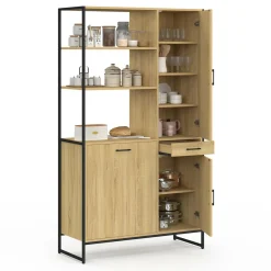Buffet de cuisine avec colonne de rangement 3 portes design industriel