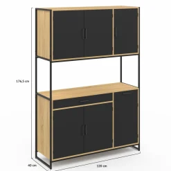Buffet de cuisine industriel 120 cm avec 6 portes