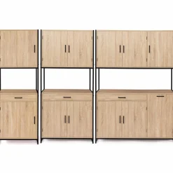 Buffet de cuisine industriel bois et métal 60 cm