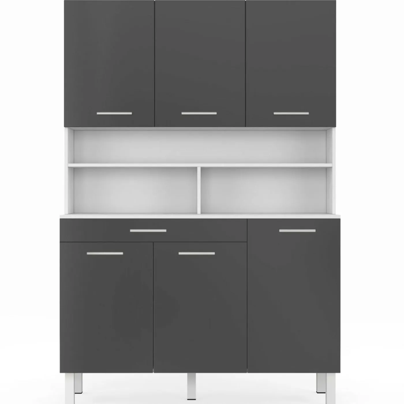 Buffet de cuisine vaisselier gris et blanc 120 cm