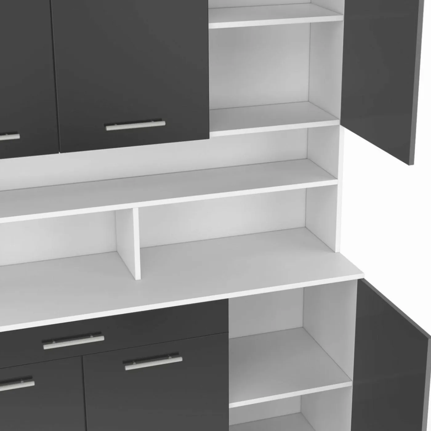 Buffet de cuisine vaisselier gris et blanc 120 cm