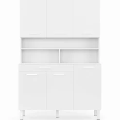 Buffet de cuisine vaisselier blanc brillant 120 cm