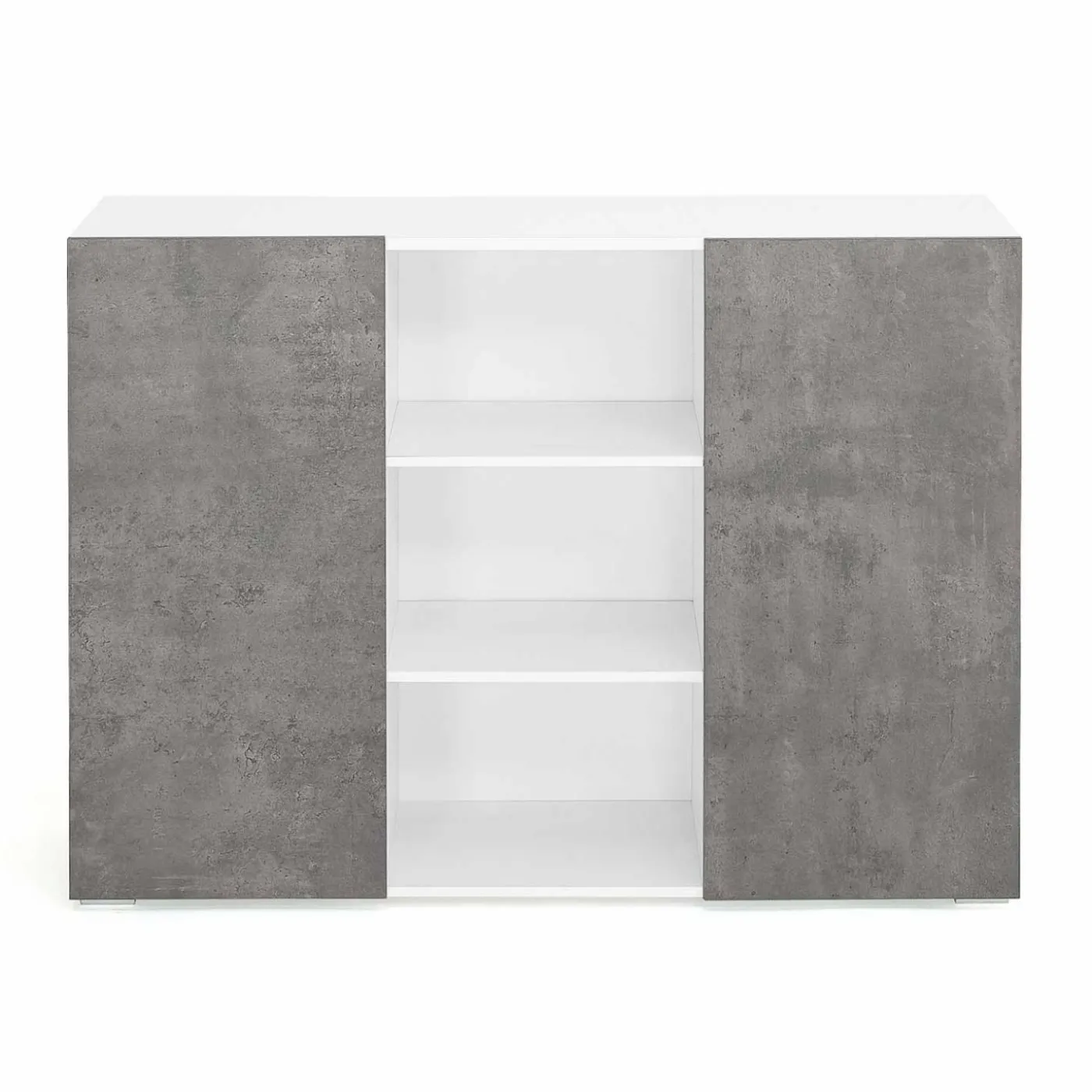 Buffet effet béton et blanc 2 portes