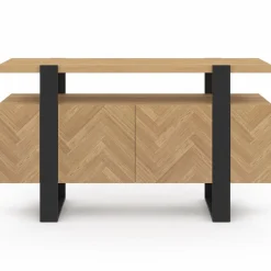 Buffet effet chevrons et noir avec 4 portes 140 cm