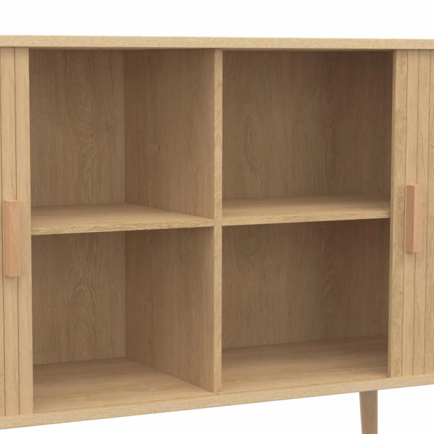 Buffet en bois 140 cm effet lattes avec 2 portes coulissantes