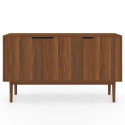 Buffet en bois 140 cm vintage avec 3 portes effet noyer