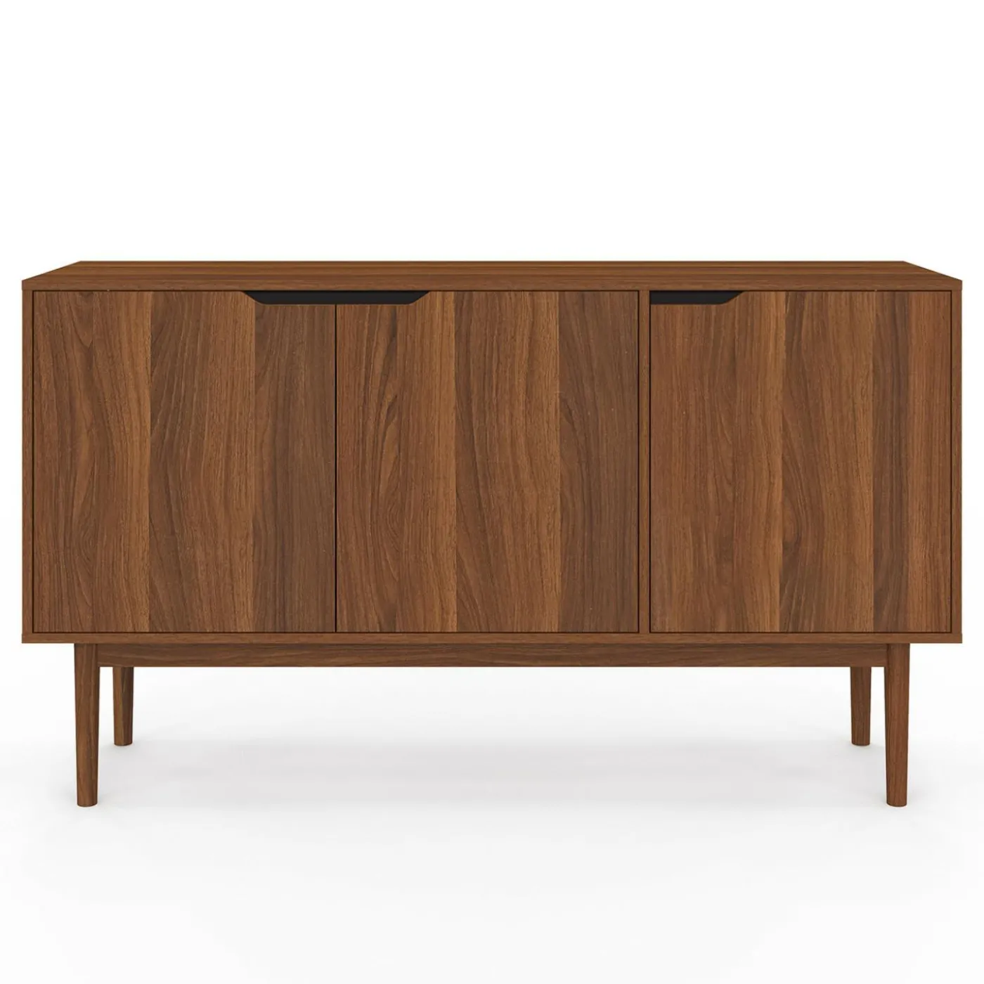 Buffet en bois 140 cm vintage avec 3 portes effet noyer