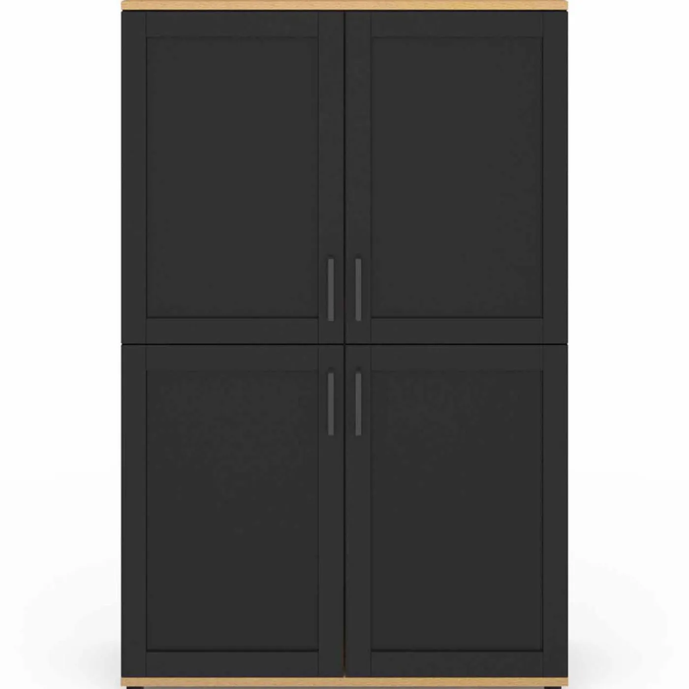 Buffet haut noir et bois avec 4 portes 125 cm