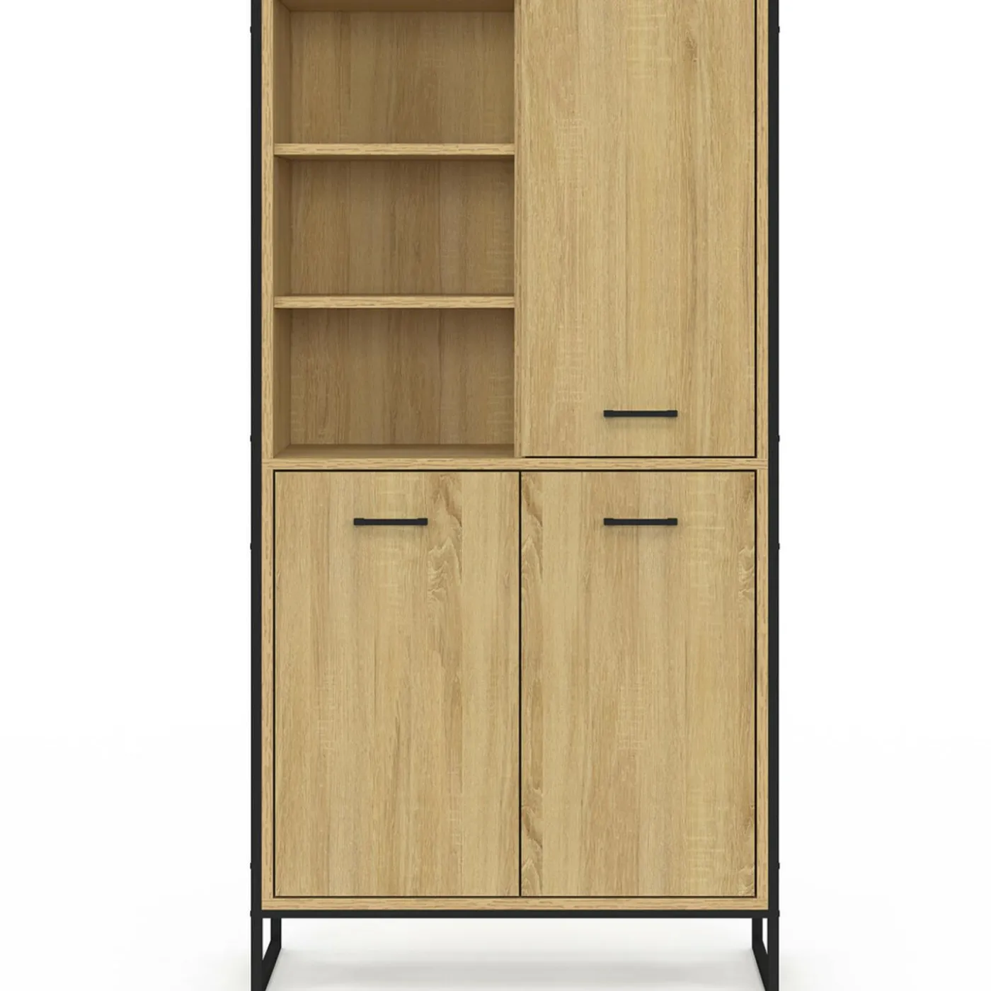 Buffet haut style industriel 160 cm bois et métal avec rangement