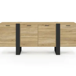 Buffet industriel 200 cm enfilade XXL bois et noir