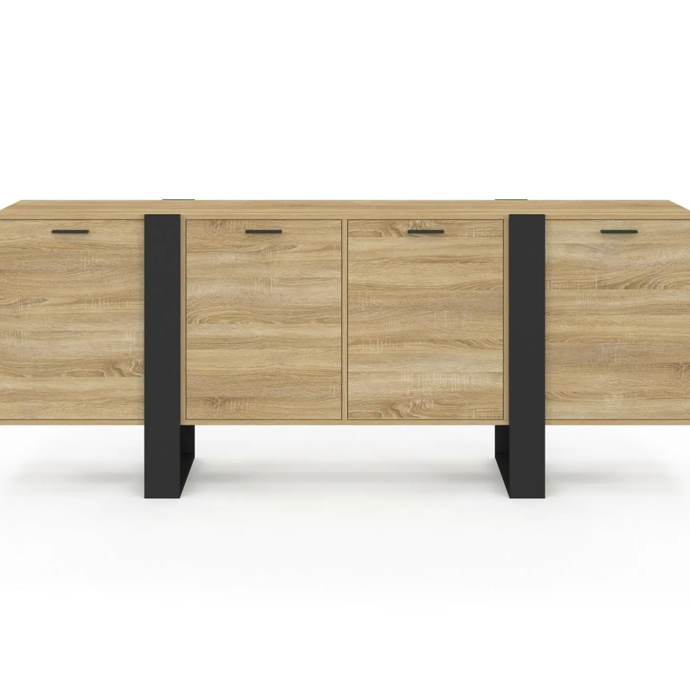 Buffet industriel 200 cm enfilade XXL bois et noir