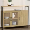 Buffet industriel avec 2 portes vitrées et placards 100 cm