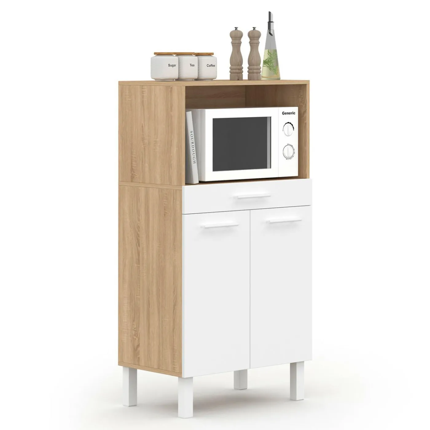 Buffet mi-haut 60 cm 1 tiroir 2 portes blanc